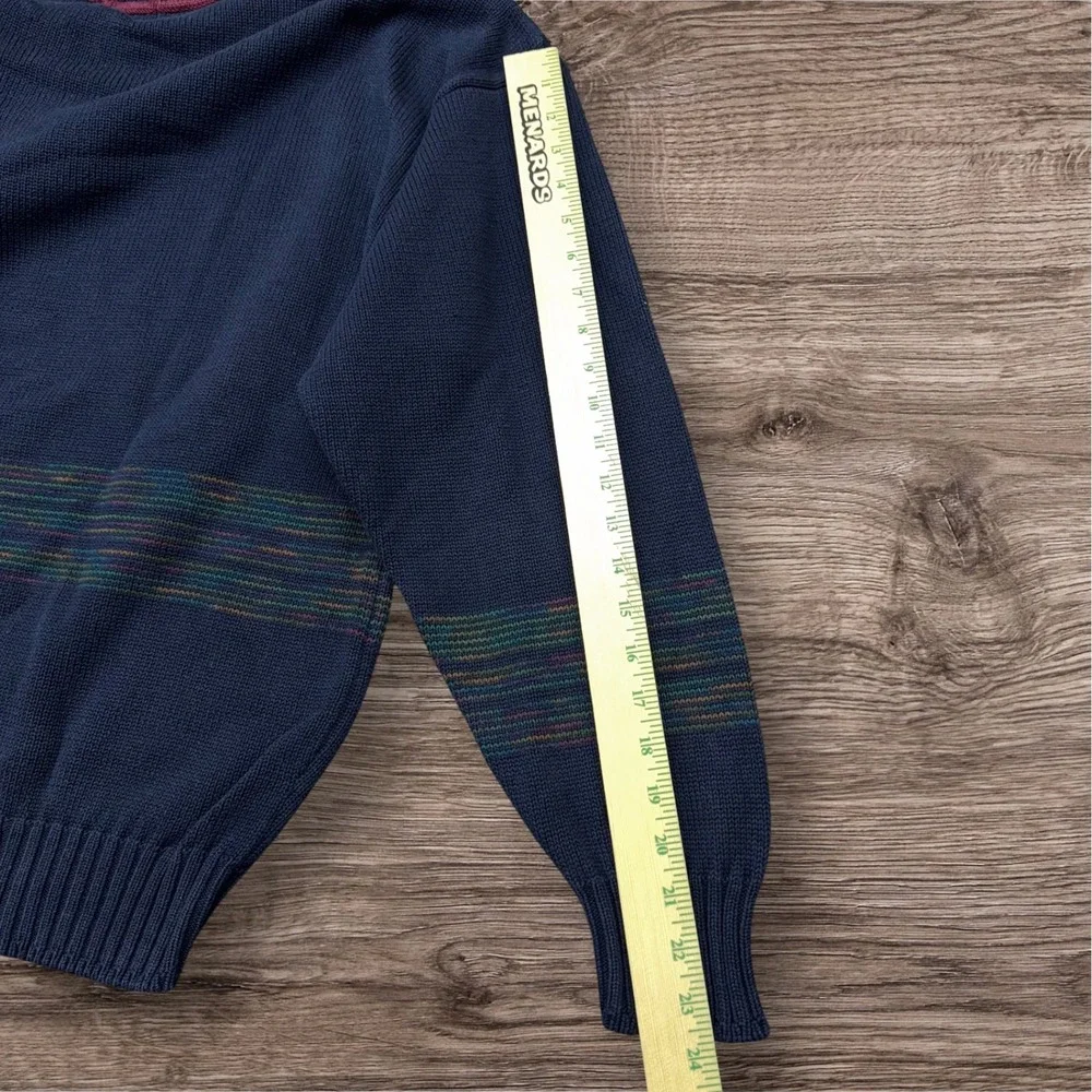 Vtg Gant Mens XL Navy Blue Cotton Golfer Embroidered‎ Knit Sweater Hand Framed
